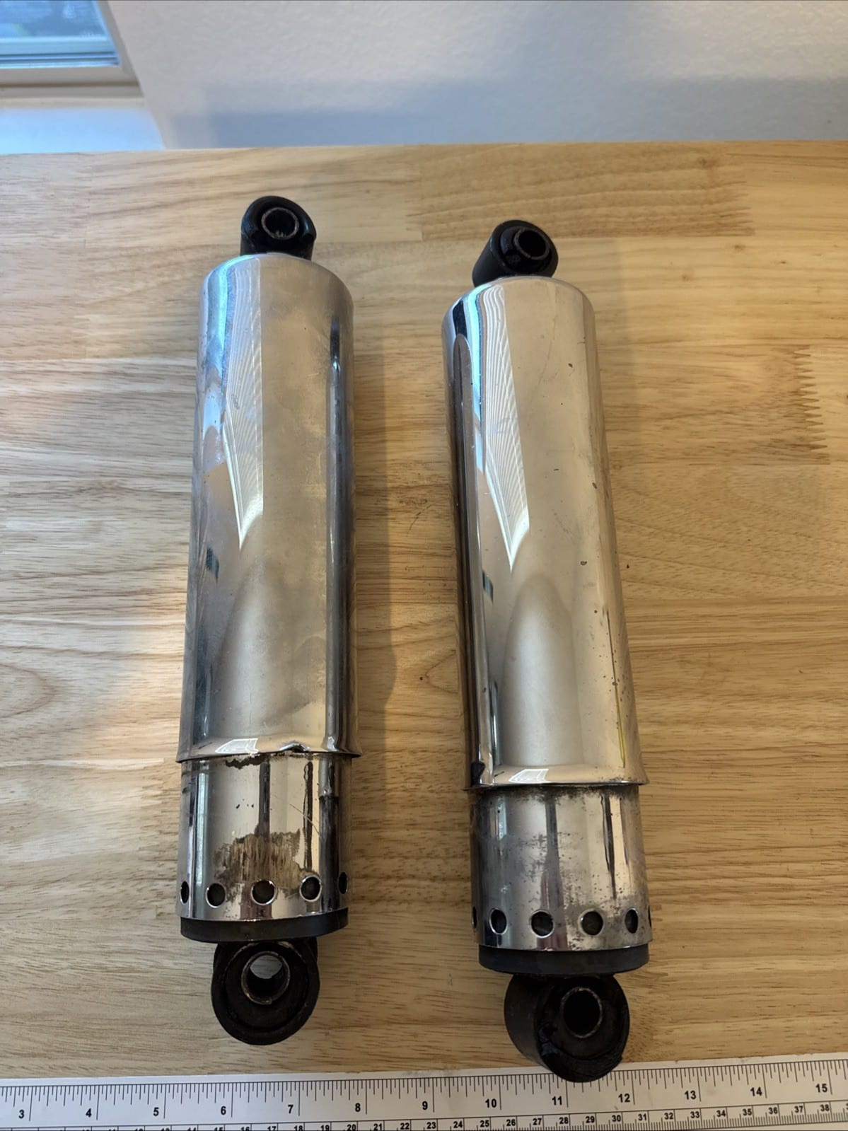 Harley-Davidson Shovelhead Chrome 12” Covered Shocks FL FLH Enclosed Damaged