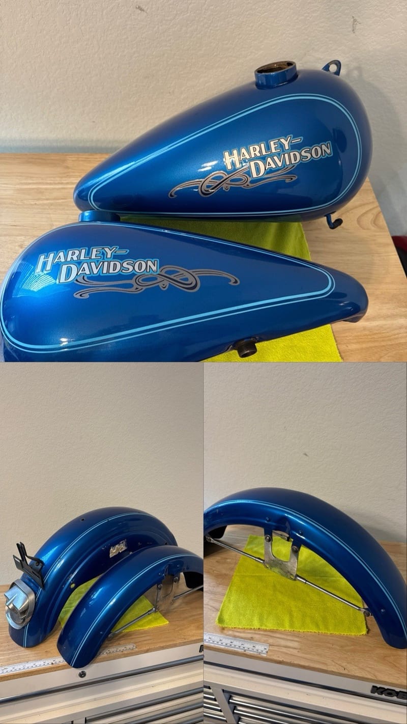FX Shovelhead Custom Painted Tins Set Harley Split Tank Fenders Aftermarket Tank