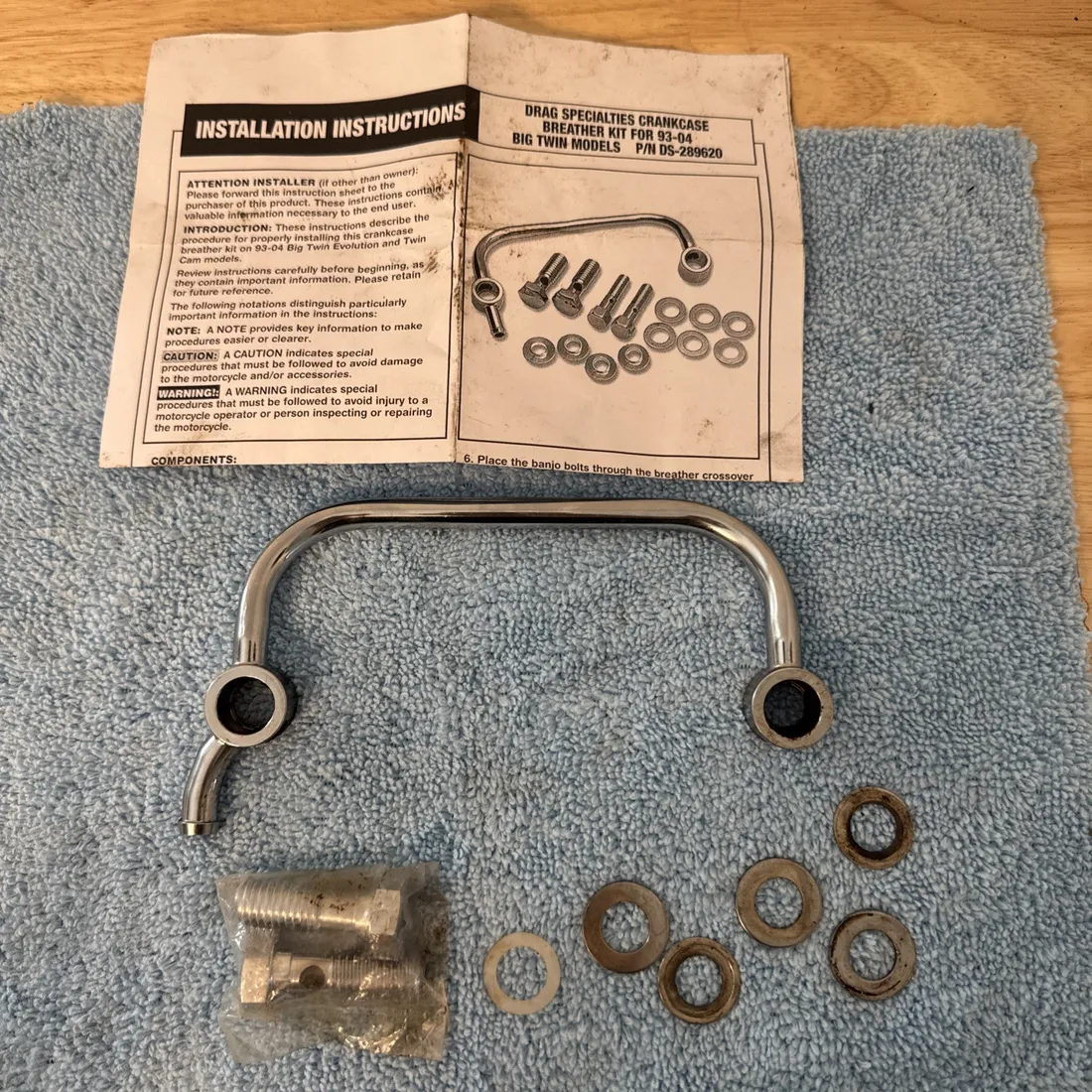USED Drag Specialties DS-289620 Chrome Crankcase Head Breather Bolt Kit